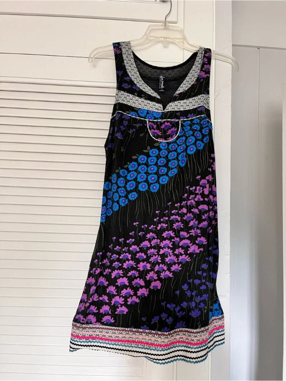 Free People Black Sleeveless Dress with Blue & Purple Accents
